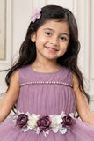 Girls Onion Pink Floral Tulle Party Wear Frock