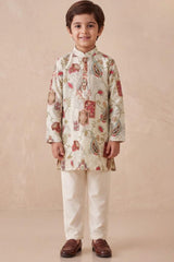 Boys Elegant Cream Paisley Kurta Set