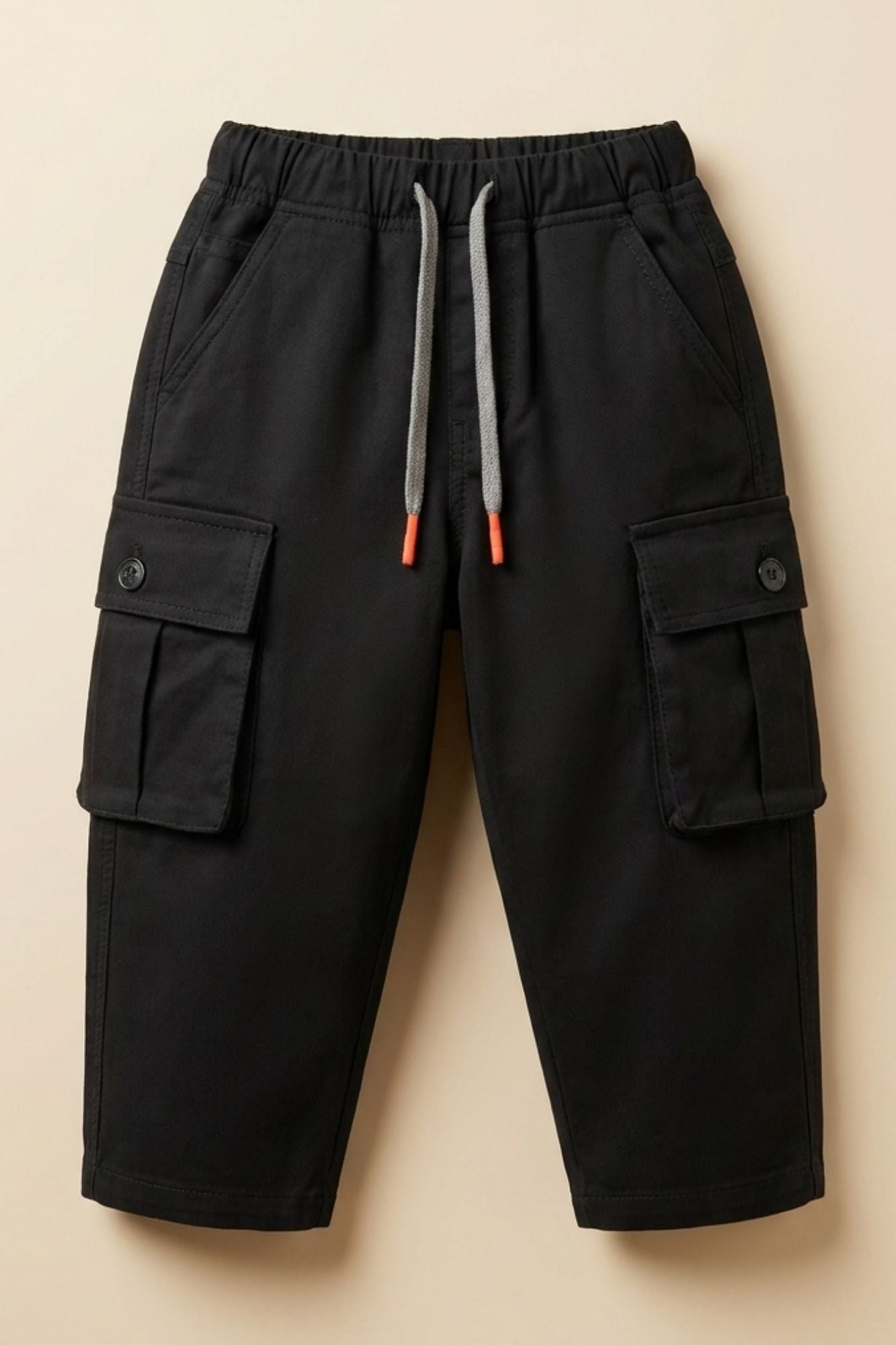 Black Cargo Pants with Drawstring Waist
