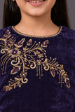 Girls Purple Embroidered Pre-Stitched Drape Saree Set