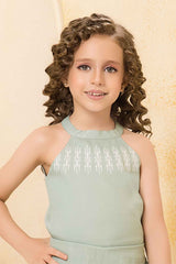 Sea Green Printed Top And Skirts Sets For Girls