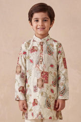 Boys Elegant Cream Paisley Kurta Set