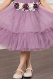 Girls Onion Pink Floral Tulle Party Wear Frock