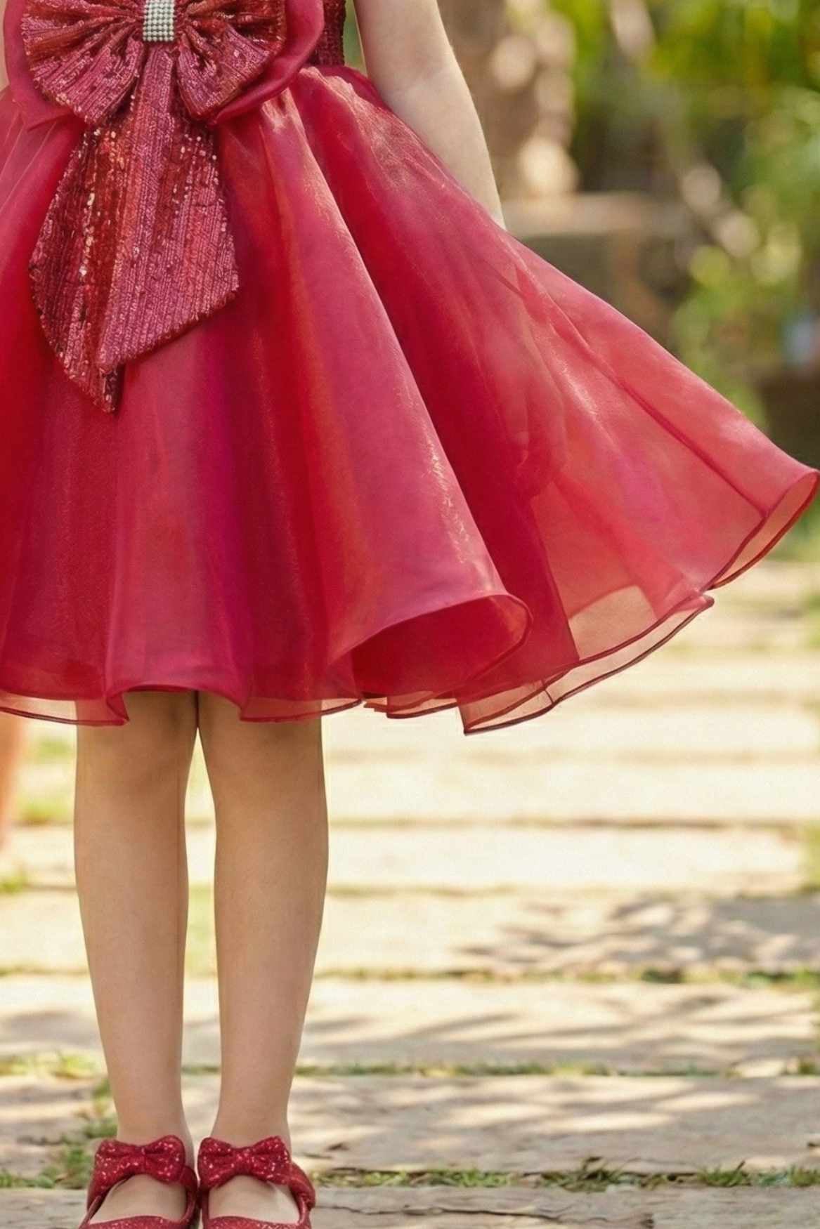Rani Pink Embellished Party Wear Frock with Structured Shoulder Straps For Girls