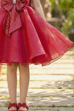 Rani Pink Embellished Party Wear Frock with Structured Shoulder Straps For Girls