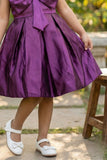 Wine Big Bow Party Wear Frock For Girls