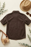 Boys Brown Solid Casual Shirt with Classic Collar