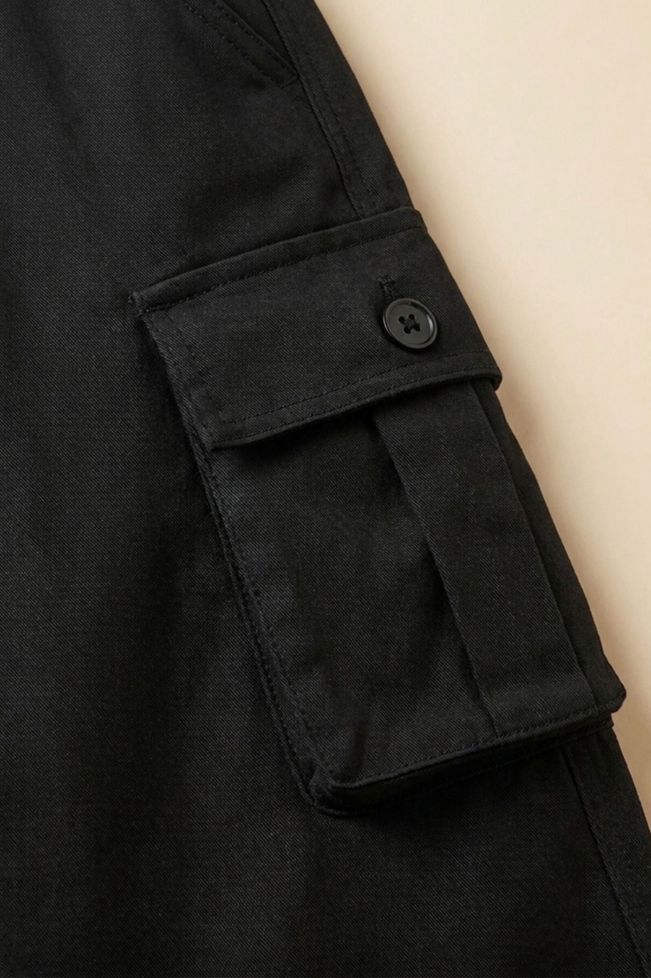 Black Cargo Pants with Drawstring Waist