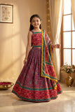 Purple & Multicolour Printed Lehenga Choli
