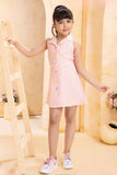 Pink Confetti Button Down Sleeveless Cotton Dress for Girls