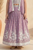 Mauve Embroidered Lehenga Choli with Layered Jacket For Girls