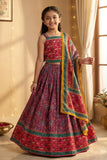 Purple & Multicolour Printed Lehenga Choli
