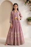 Dusty Mauve Heavy Floral Embroidered Lehenga Choli with Jacket