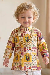 Royal Boys Multicolor Peacock Print Dhoti Set