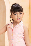 Pink Confetti Button Down Sleeveless Cotton Dress for Girls