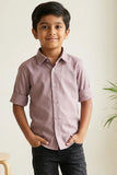 Boys Onion Pink Solid Casual Shirt with Classic Collar