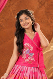 Pink Printed And Embroidered Lehenga Choli Set For Girls