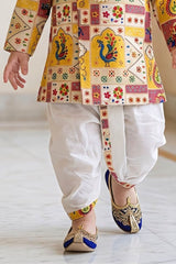 Royal Boys Multicolor Peacock Print Dhoti Set