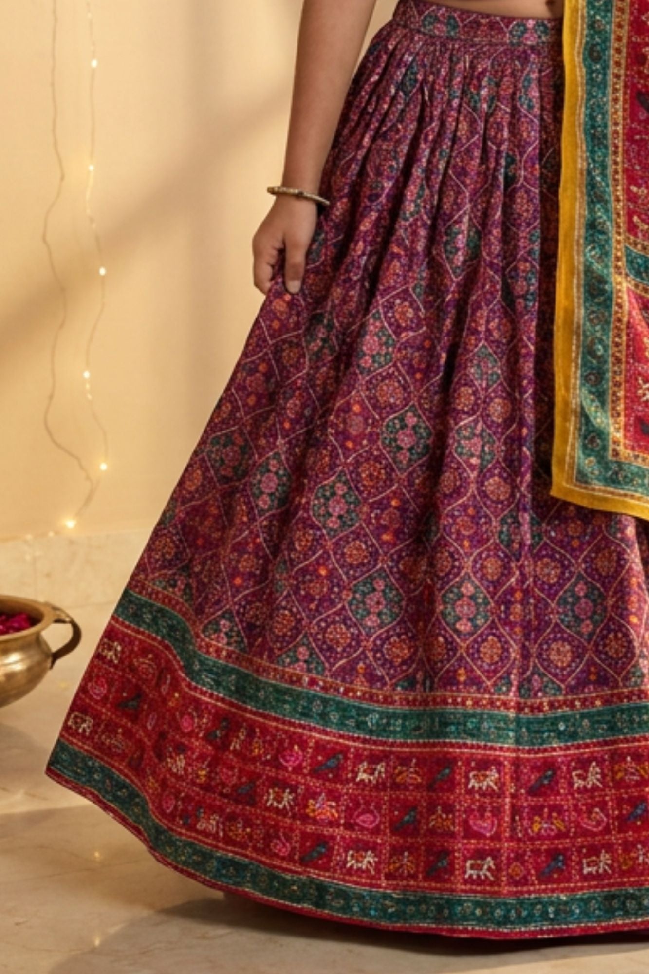 Purple & Multicolour Printed Lehenga Choli