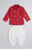 Red Printed Kurta And Dhoti Set For Boys