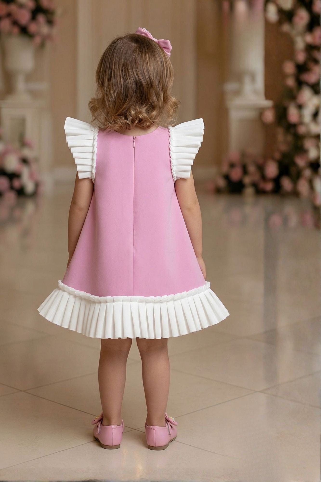 pink ice cream dress Baby Pink Ice Cream Appliqué Party Wear Frock with Pleated Ruffle Sleeves For Girls 2-3Y (20)