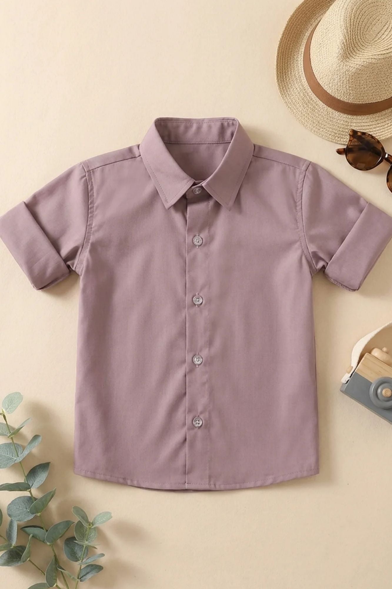 Boys Onion Pink Solid Casual Shirt with Classic Collar