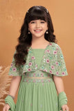 Pastel Green Embroidered Lehenga Choli with Dupatta For Girls