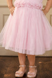 Pink Floral Embellished Frock With One-Sided Sleeve For Girls