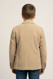 Black Graphic T-Shirt with Beige Textured Blazer Set For Boys