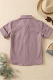 Boys Onion Pink Solid Casual Shirt with Classic Collar