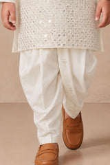 Boys Elegant Ivory Sequin Embroidered Dhoti Set