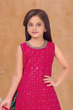 Rani Pink & Bottle Green Seqiuns Embroidered Patiala Set with Dupatta For Girls