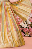 Mustard & Peach Silk Ethnic gown with Zari Border For Girls