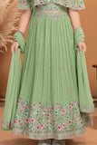Pastel Green Embroidered Lehenga Choli with Dupatta For Girls