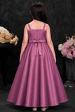 Onion Pink Embellished Party Wear Gown for Girls
