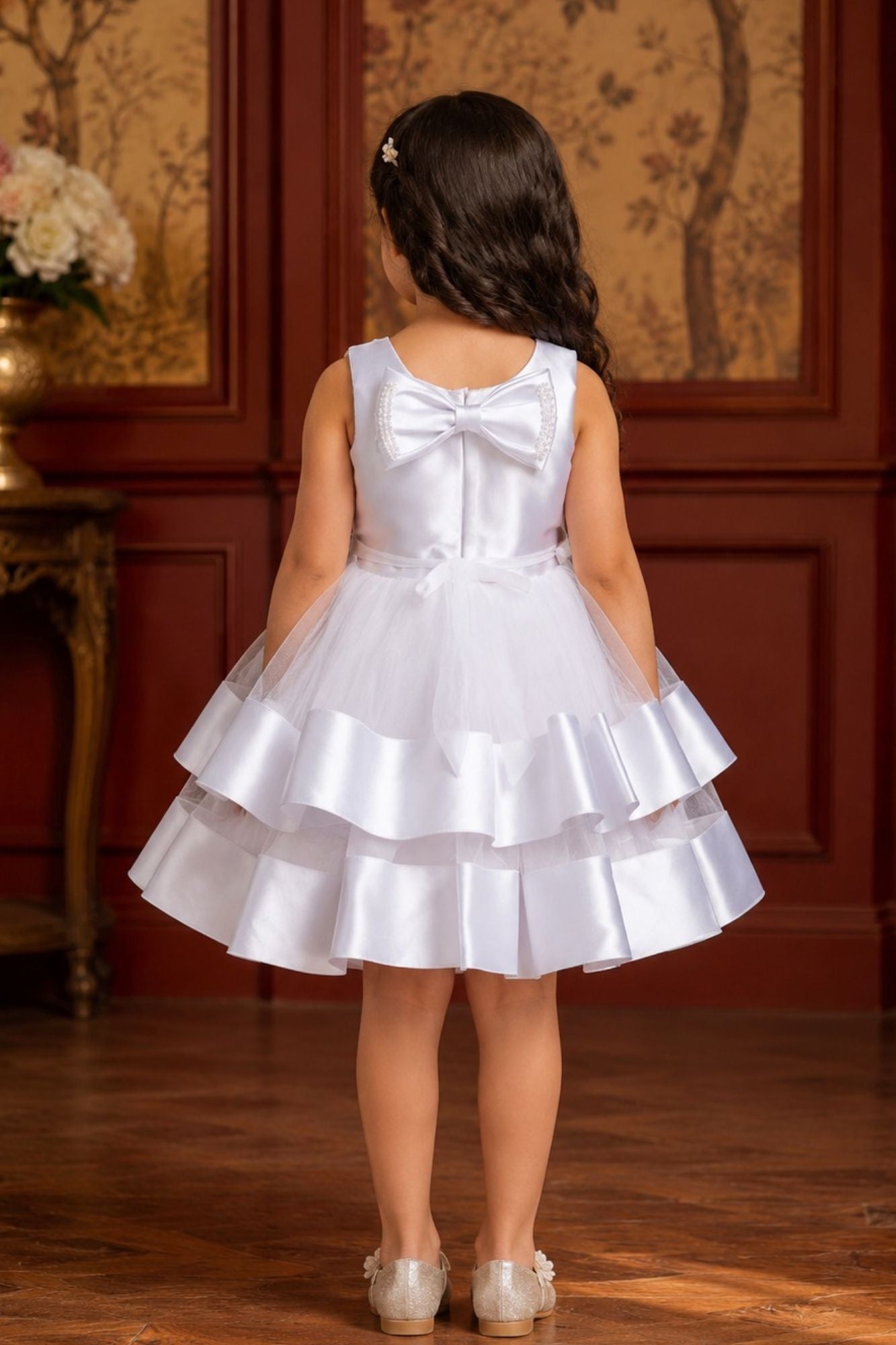 Girls White Party Wear Frock