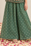 Girls Green Embroidered Palazzo Set
