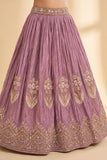 Dusty Mauve Heavy Floral Embroidered Lehenga Choli with Jacket