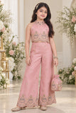 Designer Wear Dusty Pink Zari Embroidered Palazzo Set