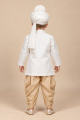 Boys Regal Off-White Intricate Floral Embroidered Dhoti Set
