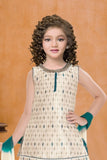 Cream and Firozi Patiala Set With Embroidered Kurti And Dupatta For Girls