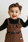 Brown Dungaree With Black T-Shirt Set For Girls