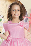 Pink Sleeveless Sequins Work And Floral Embellished Frock For Girls