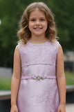 Lavender Floral Embellished Party Dress For Girls