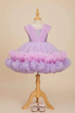 Lavender & Pink Ombre Party Wear Frock with Sequin Bodice and Ruffled Net Hemline For Girls