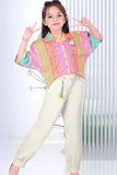 Multicolor Printed Top With White Bottom For Girls