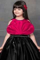 Rani Pink Sleeveless And Floral Embellished Gown For Girls