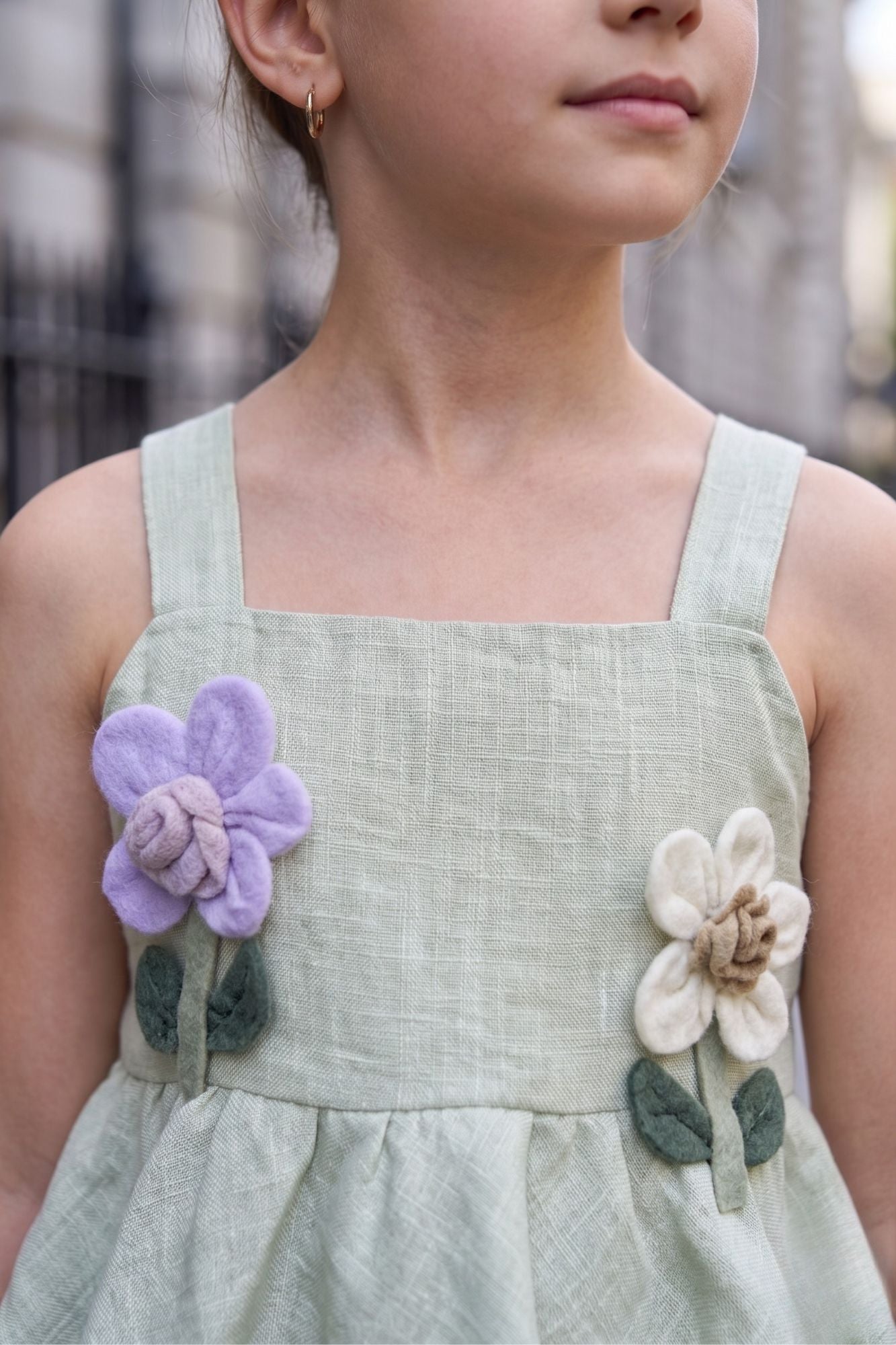 Girls Pista Green Peplum Top And Shorts Co-Ord Set with Floral Applique