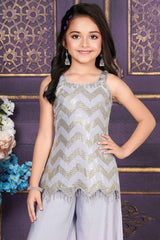 Stylish Lavender Sequin Palazzo Set For Girls