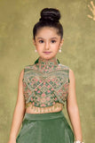 Designer Green Thread Embroidery For Palazzo Set For Girls